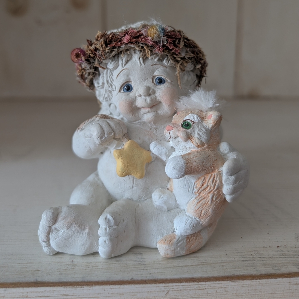 Dreamsicles Cherub Angel Figurine Signed "Love My Kitty" 1996 Vintage Star